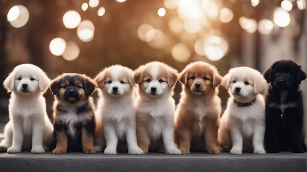 A hyper realistic group of cute dogs