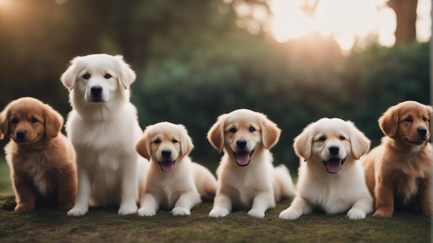 Photo a hyper realistic group of cute dogs
