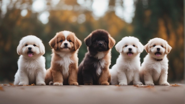 A hyper realistic group of cute dogs