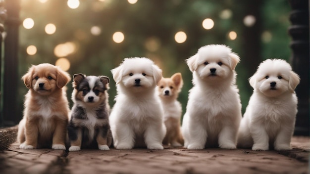 A hyper realistic group of cute dogs