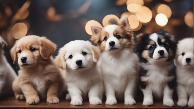 A hyper realistic group of cute dogs