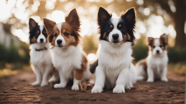 Foto un gruppo iper realistico di adorabili cani