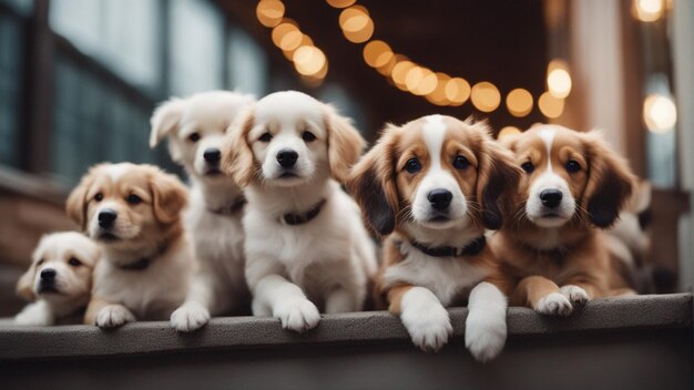 A hyper realistic group of cute dogs