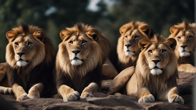 A hyper realistic group of lion in jungle