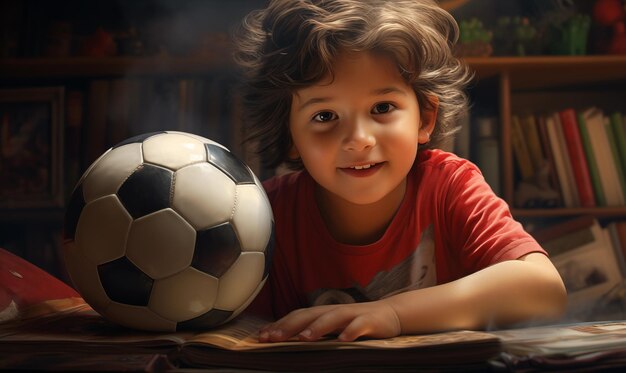 Фото Гиперреалистичное изображение ребенка, играющего с игрушечными пузырьками
