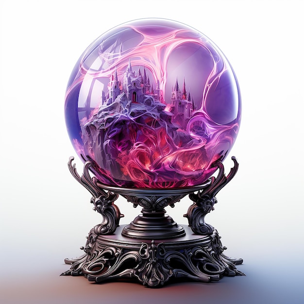 Photo hyper_realistic_image_of_a_magic_crystal_ball_on_a_p