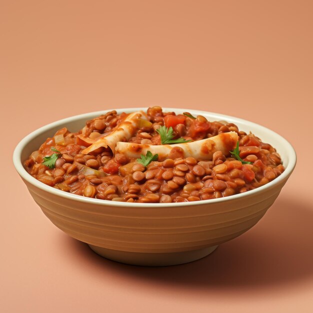 Photo hyper realistic lentil soup bowl with beans and onions