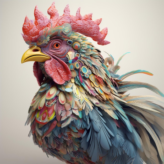 hyper realistic majestic rooster with a carnival mask