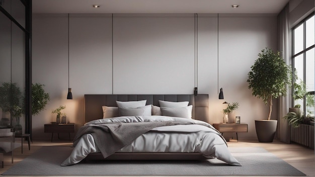 A hyper realistic modern bedroom with window 8k