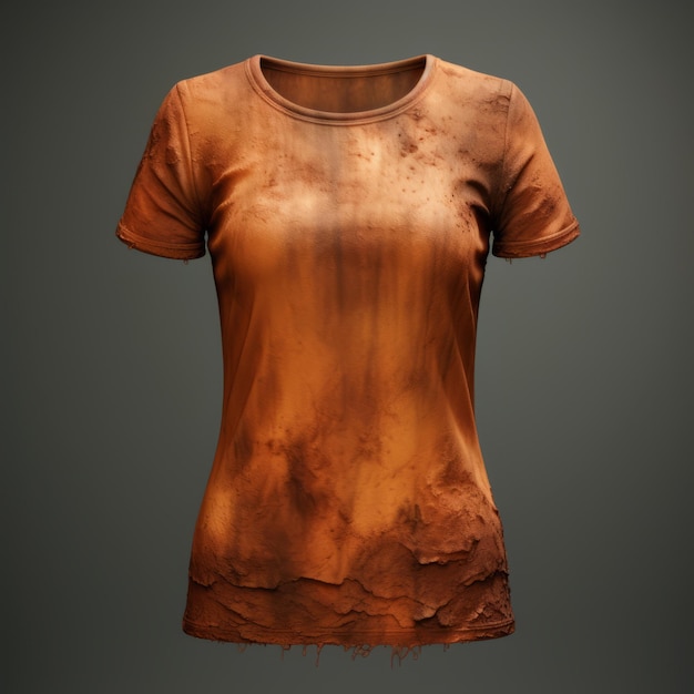 Hyper Realistic Mud Orange Tshirt Render On Black Background