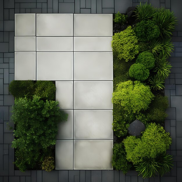 Foto foto iperrealistica di una pavimentazione di giardino minimalista