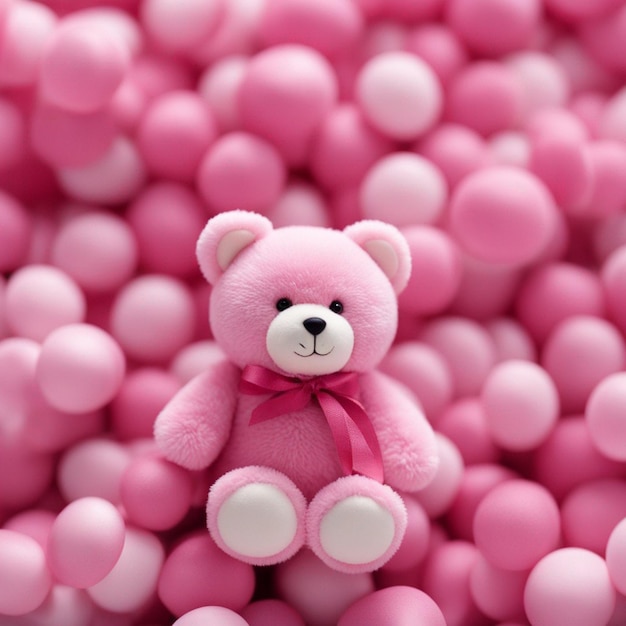 Photo a hyper realistic pink teddy white background