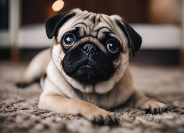 Photo a hyper realistic shot of a very cute pug dog