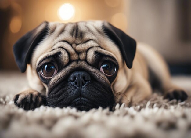 A hyper realistic shot of a very cute pug dog