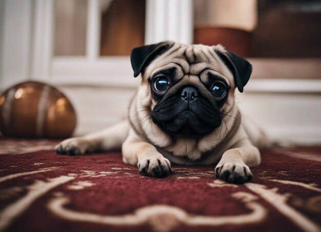 Photo a hyper realistic shot of a very cute pug dog