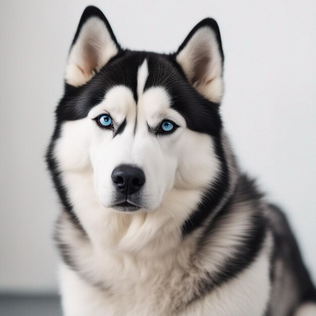 A hyper realistic siberian husky dog full body with white background