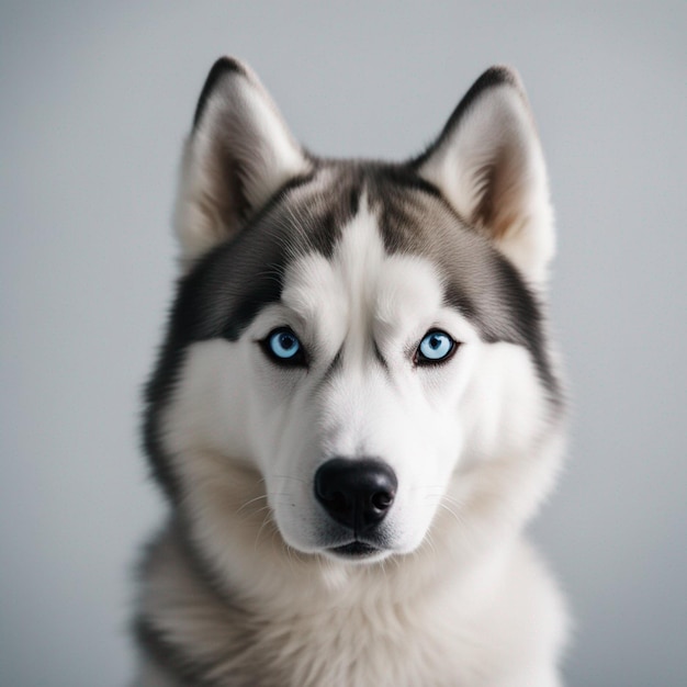 A hyper realistic siberian husky dog full body with white background