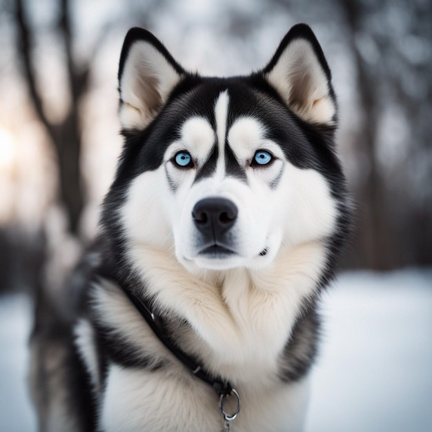 A hyper realistic siberian husky dog full body with white background