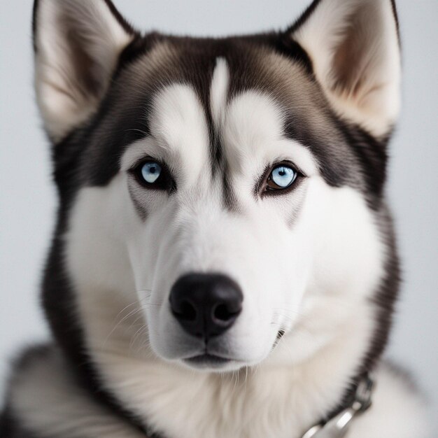 Photo a hyper realistic siberian husky dog full body with white background