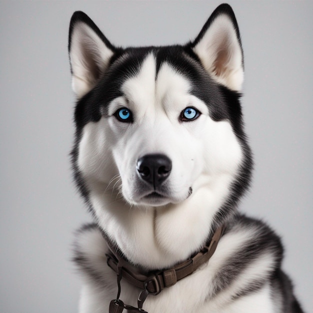 Photo a hyper realistic siberian husky dog full body with white background