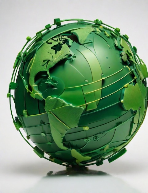 Photo hyper realistic stylized globe with interconnected green arrow