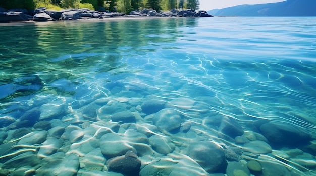 Hyper realistic texture of rippling clear water in a serene lake