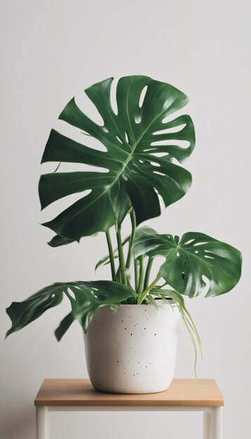 Foto charme tropicale iperrealistico monstera maestà in una pentola su sfondo bianco