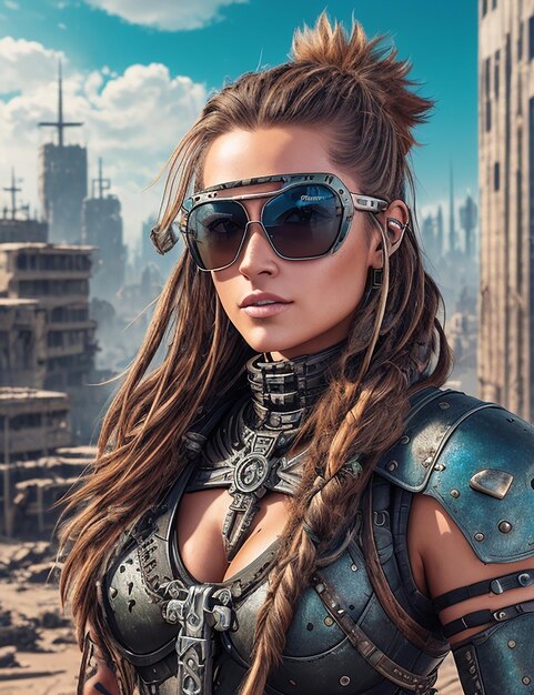 Photo a hyper realistic ultra detailed photograph of a futuristic beautiful barbarian woman