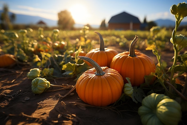 Hyper realistic Volumetric Pumpkin Patch RayTraced Image