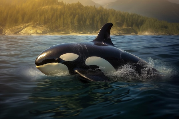 Hyper realistic under water photograph of an orca AI generative