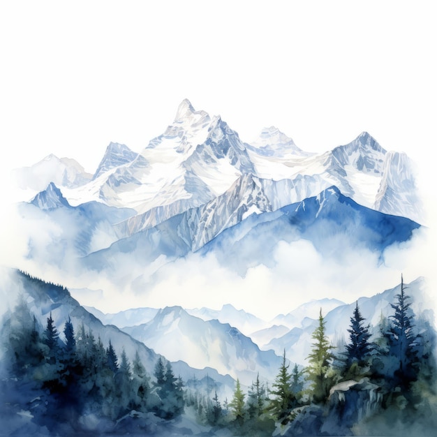 Photo hyper realistic watercolor mountains nature landscape wallpaper