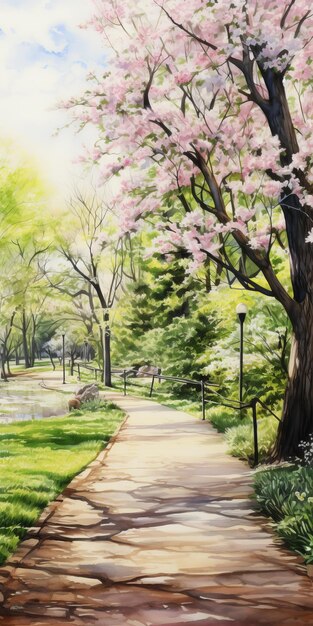 Hyper Realistic Watercolor Painting Of Honeybee Lane Park