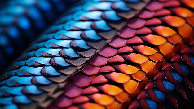 Hyper zoom of vibrant snake scales