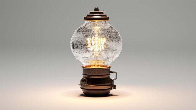 Photo hyperdetailed glass atompunk lamp on white background