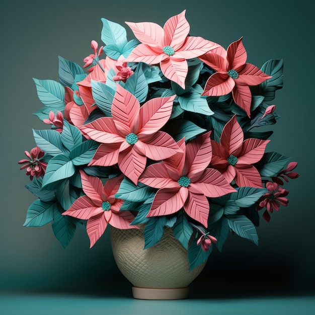 Hyperdetailed Paper Flowers In Vase Sculpturebased Photography With Saturated Colorism