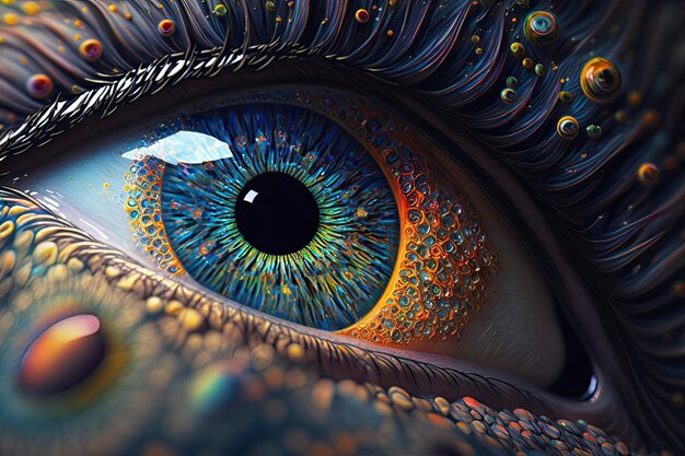 Hyperrealistic abstract closeup Renaissance psychedelic