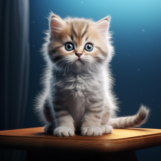 Hyperrealistic adorable cute baby cat