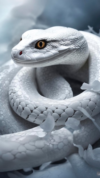 A Hyperrealistic Beautiful White Snake Wallpaper