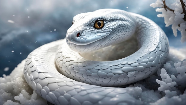 A Hyperrealistic Beautiful White Snake Wallpaper