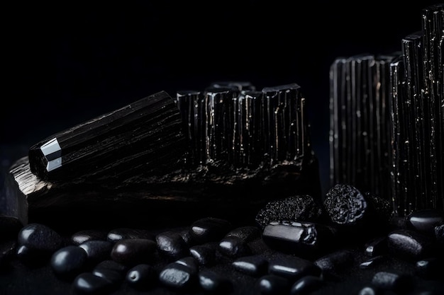 Hyperrealistic black tourmaline wall