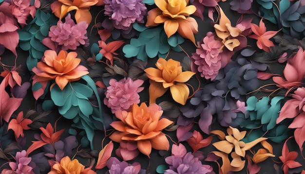 HyperRealistic Botanical Patterns Vibrant 4K Designs on Darkest Backgrounds