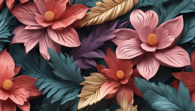 HyperRealistic Botanical Patterns Vibrant 4K Designs on Darkest Backgrounds