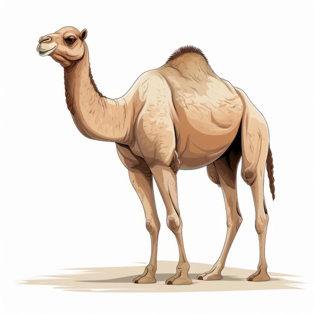 Hyperrealistic Cartoon Camel Illustration On White Background