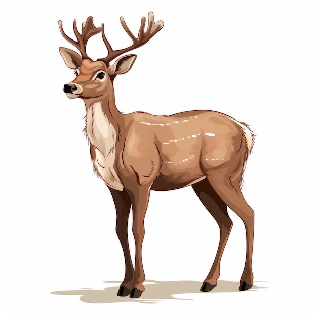 Hyperrealistic Cartoon Deer Illustration Detailed Character In Traditional Oil Painting Style