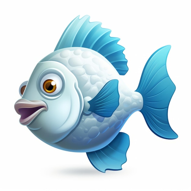 Hyperrealistic Cartoon Fish Character For Casual Game Icon