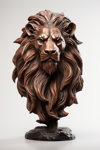 Photo hyperrealistic copper bust of a lion