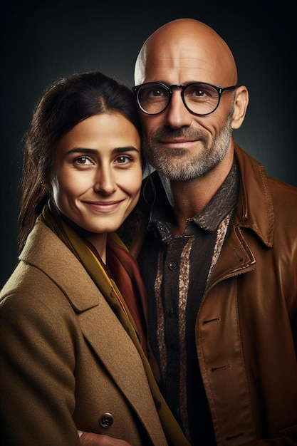 Photo a hyperrealistic deep focus high resolution photograph of actor mark strong standing next to actress