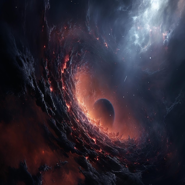 Photo hyperrealistic depiction of a scientific marvel a black hole detailed ai generative