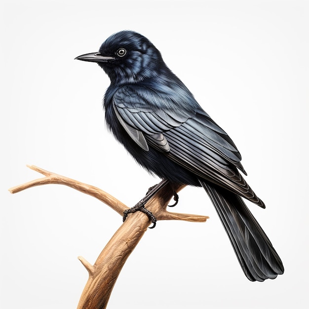 HyperRealistic Drongo on White Background