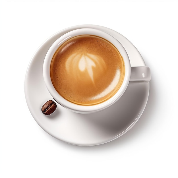 Hyperrealistic Espresso Cup With Whiplash Line On White Background